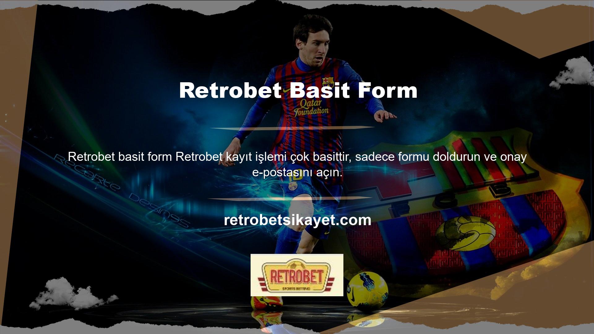 Retrobet erişim prosedürü için geçerli adresi girdikten sonra, Kayıt düğmesini bulmalısınız